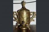 Pair antique early-20th Century Indian brass decorative containers, c1920
