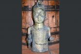 Large mid-20th Century African Benin tribal bronze of standing King Obe, c1950