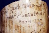 Antique 19th Century cow/bovine horn scrimshaw, deer and inscription, c1890