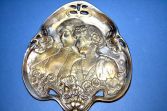Antique late-19th Century Art Nouveau card tray, stylised decoration, c1890