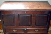 Antique 18th Century oak panelled mule chest, coffer with single drawer, c1740