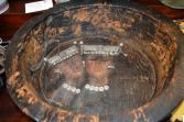 Large antique Russian christening bowl, handpainted iconographic art, c1820