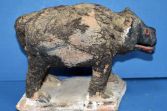 Rare 19th Century African pottery fetish pig, applied human/animal hair, c1890