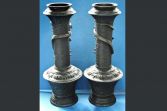 Pair large antique early 20th Century Chinese bronze dragon vases, c1920
