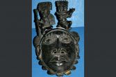 Large (3 kg) mid 20th Century African bronze Tikka tribal mask, Cameroon, c1950