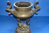 Very large/heavy (6kg) antique Chinese bronze lidded censor, c1870