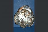 Antique pewter/white metal art nouveau decorative dish/plate, c1900 (large)