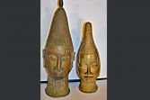 African Benin bronze busts, c1950