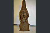 African benin bronze bust/tribal statue, c1950