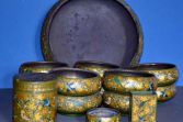 Antique Indian Kashmir papier mache bowls, c1920